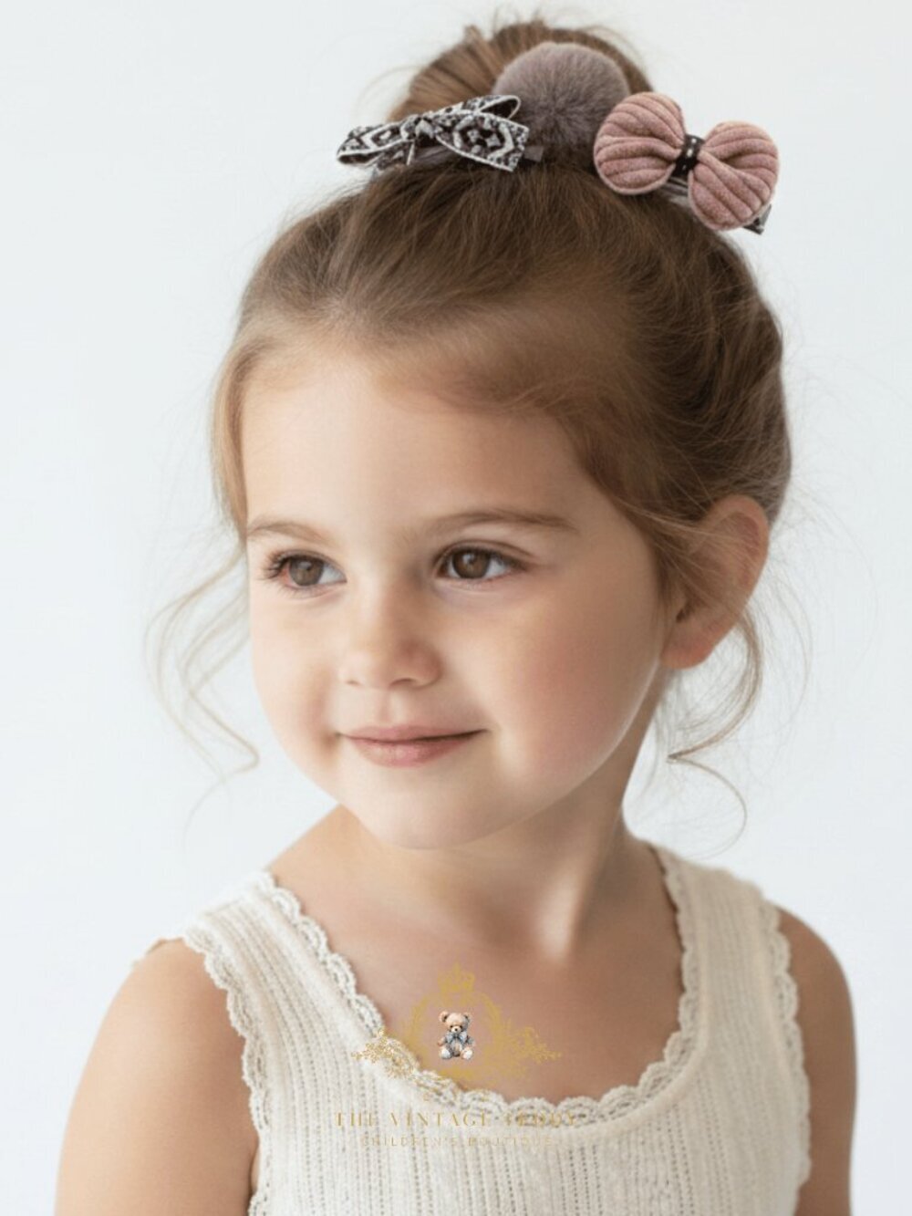 NWT Pretty Girls Hair Bows Hair Clips Kids Accessory Set of 3 Ribbon Pom Purple